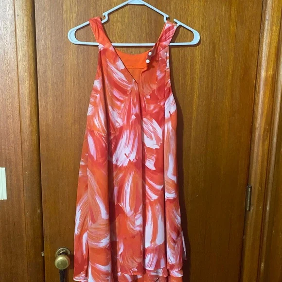 Studio One Orange Asymmetrical Sundress Halter - Picture 2 of 4
